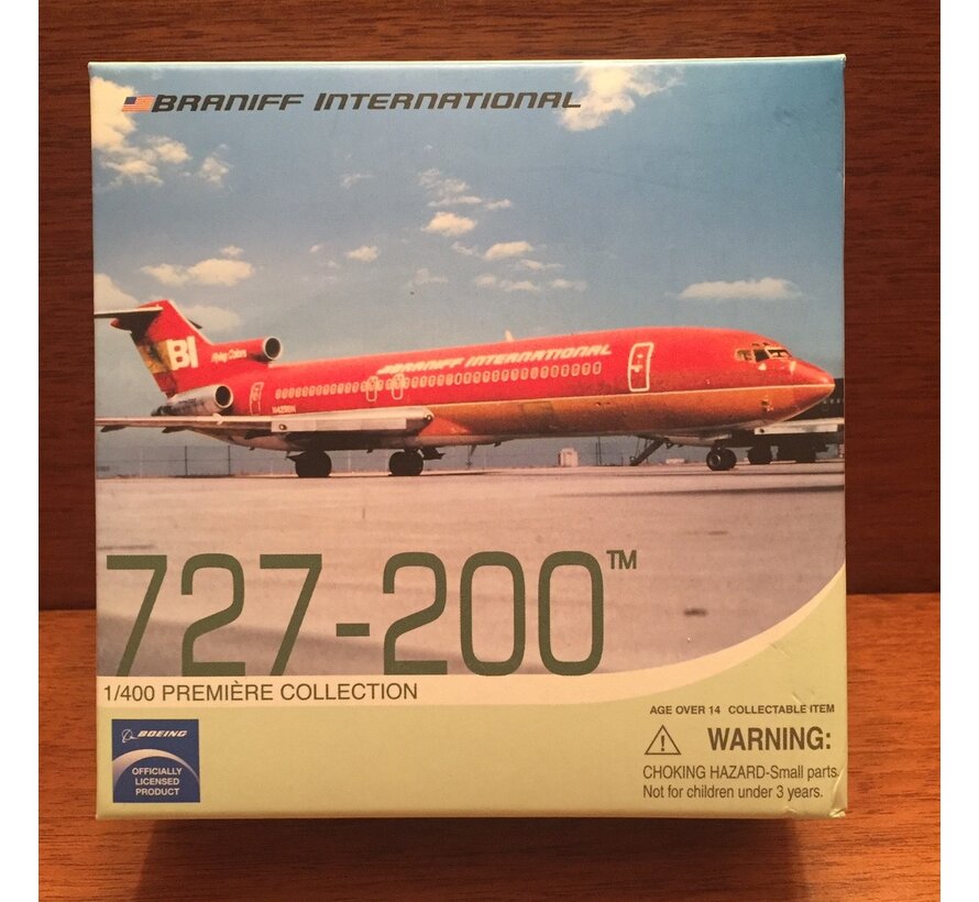B727-200 Braniff 'Flying colours' Red  N409BN 1:400 *Collection Sale