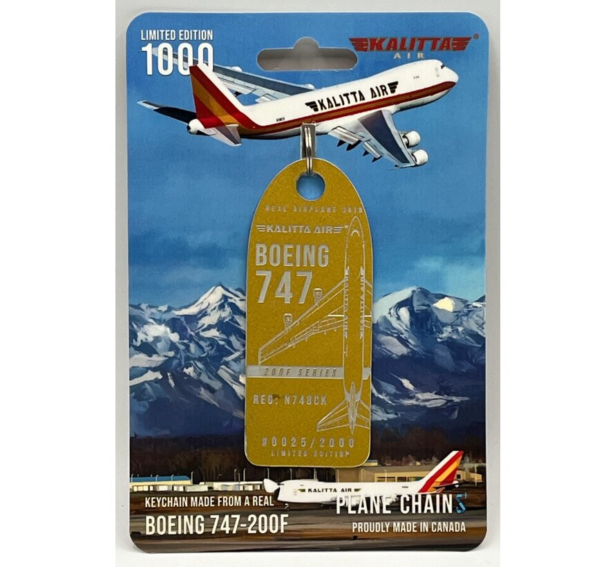 B747-200F Kalitta Air N748CK gold aircraft skin tag