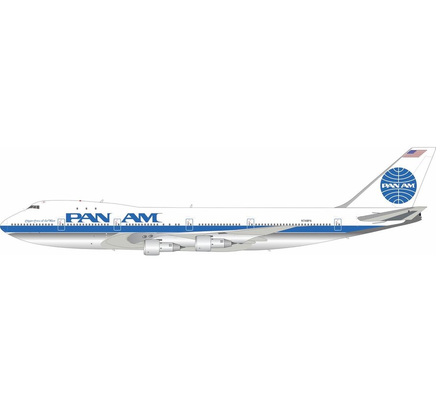 B747-100 Pan Am large titles experimental livery N748PA 1:200 polished with stand