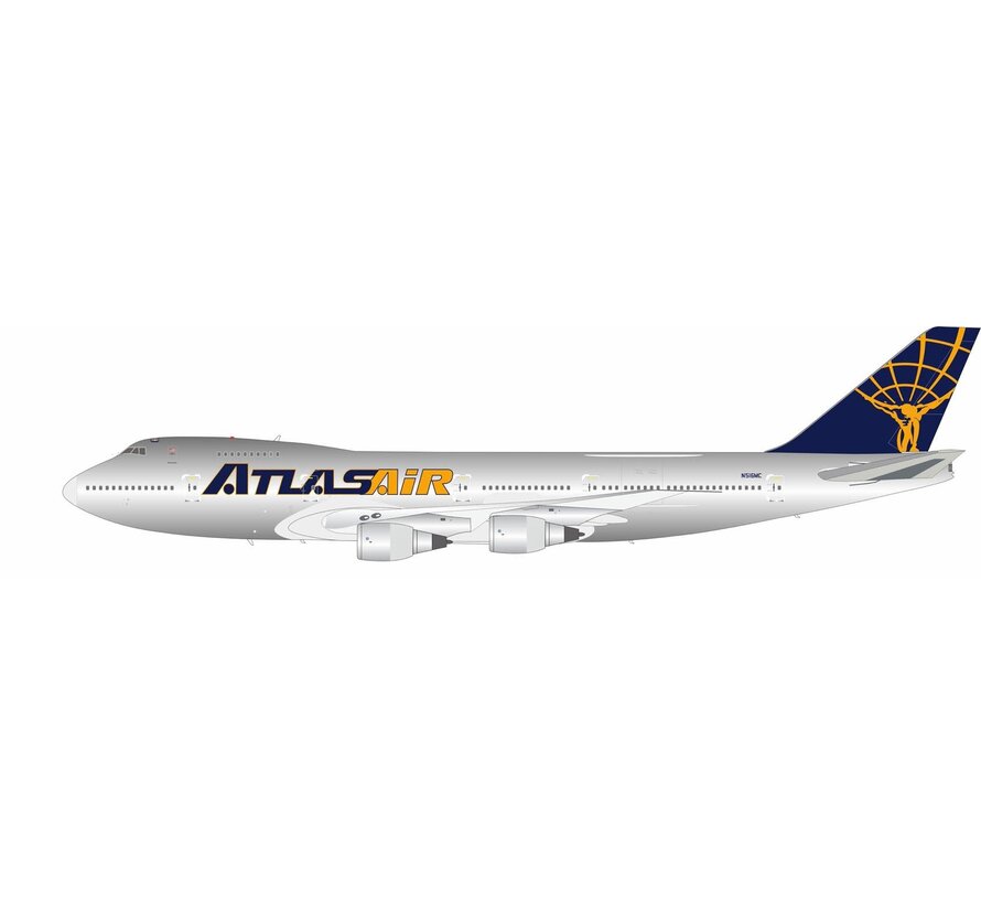 B747-200BSF Atlas Air bare metal N516MC 1;200 polished with stand