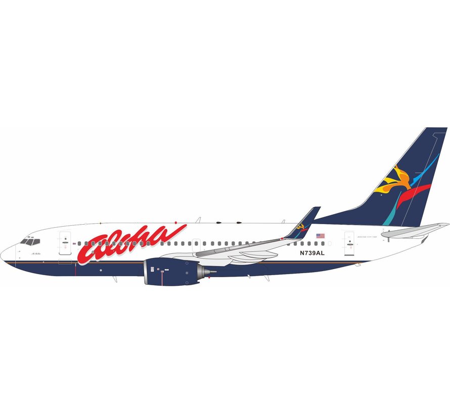 B737-700W Aloha Airlines N739AL 1:200 winglets with stand +New Arrival+