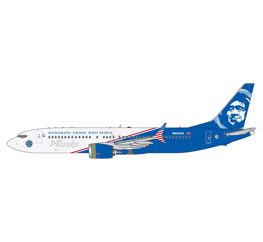 B737-8 MAX Alaska Airlines N806AK Honoring Those Who Serve 1:400