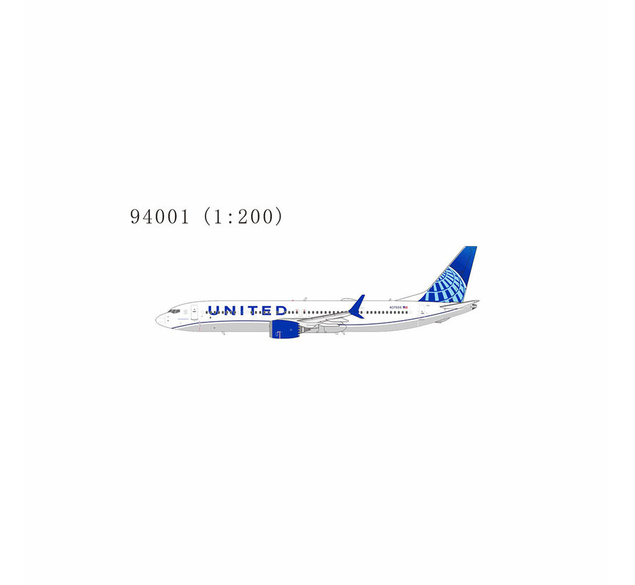 B737-9 MAX United Airlines Blue Evolution livery N375551:200 w/stand +New Mould+ +New Arrival+