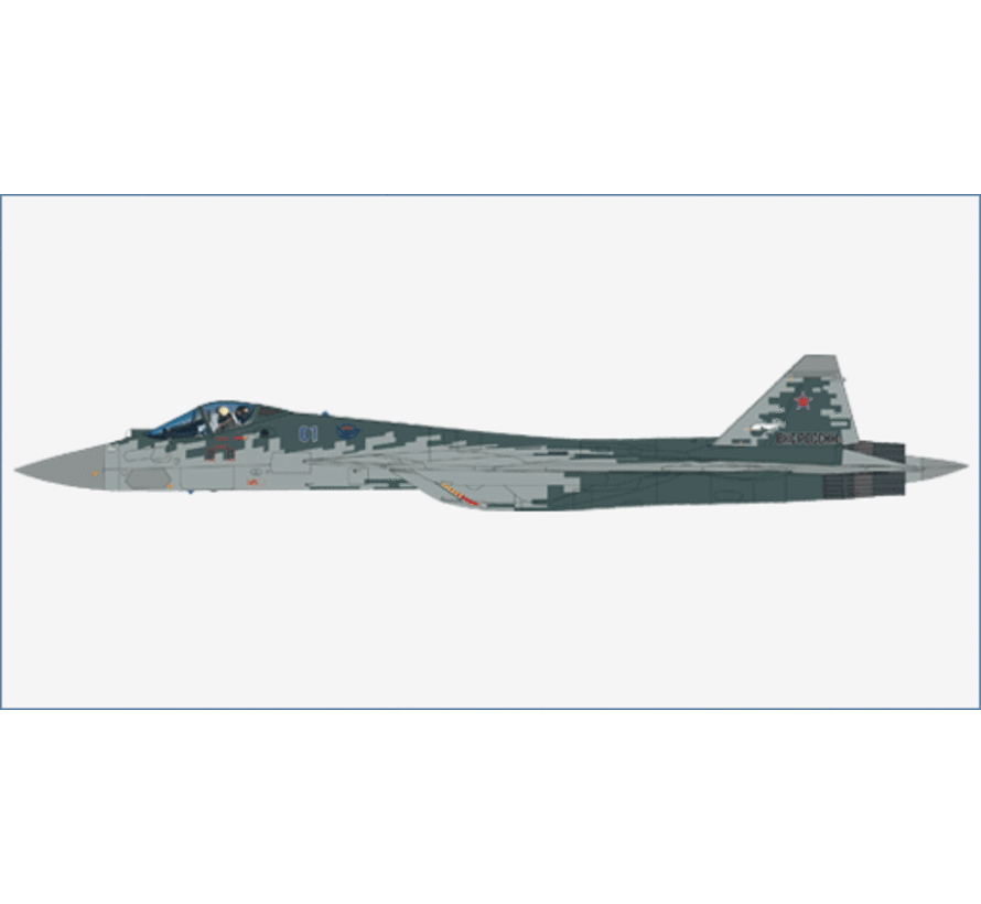 Su57 Stealth Fighter BLUE01 Russian Air Force 2019 1:72 (with 2 x R-77 and 2 x R-37 missiles on the wings)
