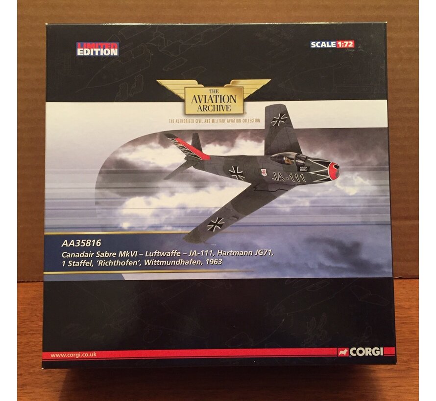 SABRE MKVI Luftwaffe JG71 'Hartmann' 1963 1:72 *Collection Sale