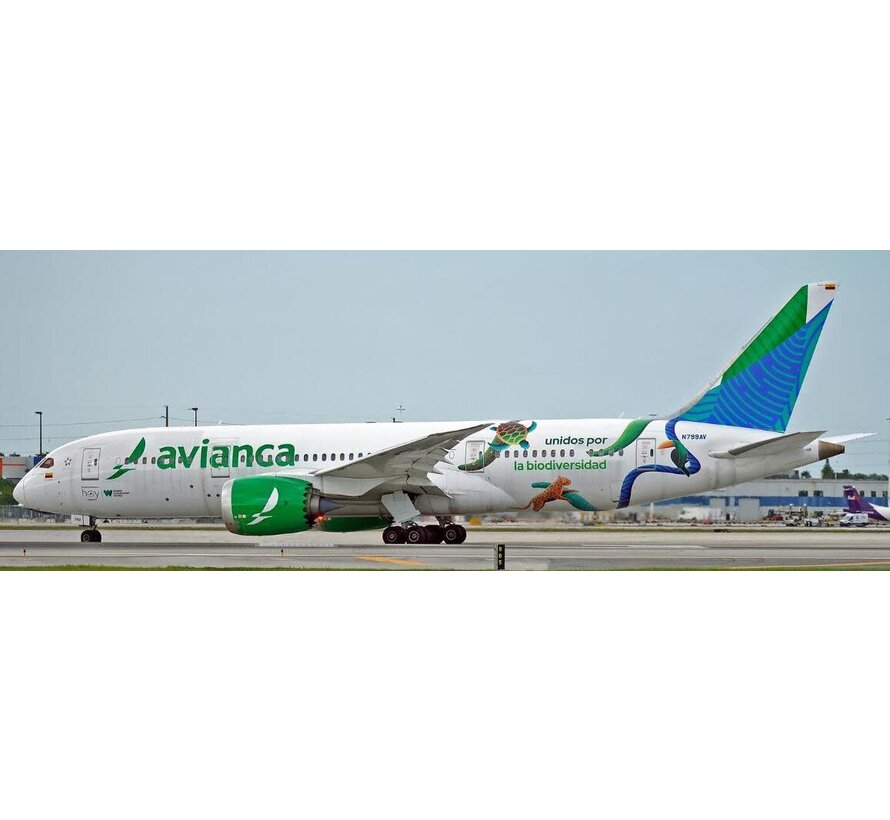 Boeing B787-8 Dreamliner Avianca Unidos por la Biodiversidad N799AV 1:400 flaps down *Pre-Order