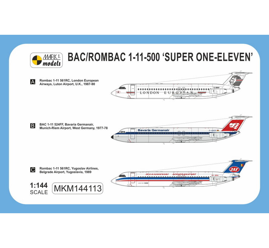 Mark 1 BAC/Rombac 1-11-500 'London European, Bavaria Germanair, JAT' 1:144 [kit]