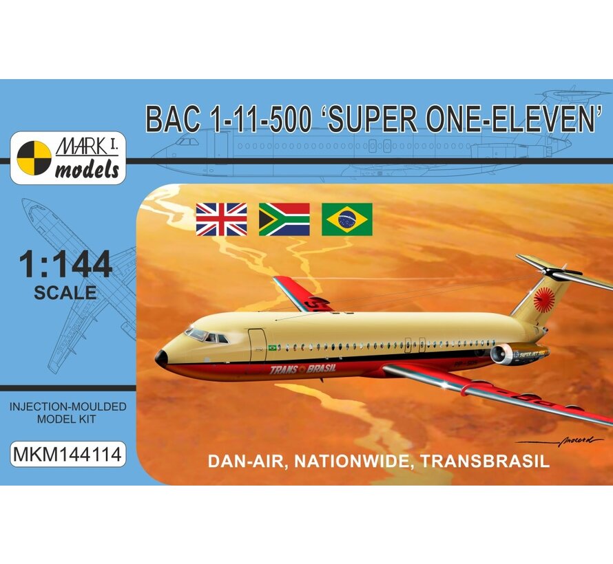 Mark 1 BAC1-11-500 'Dan-Air, Nationwide, Trans Brasil' 1:144 [kit]