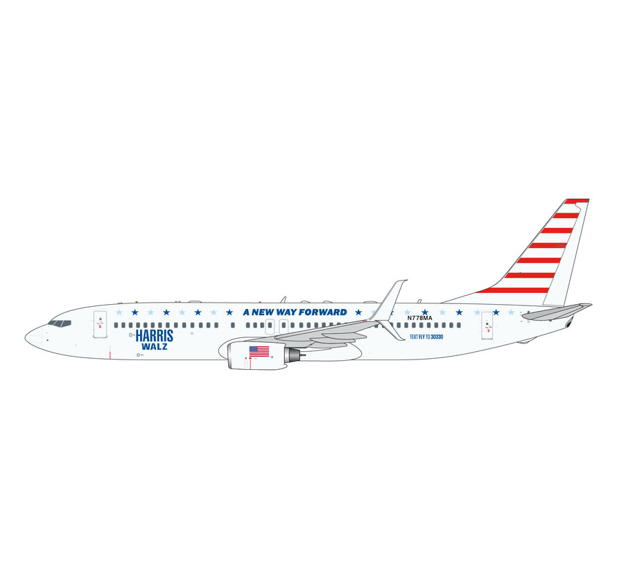 B737-800W Harris Walz Campaign A New Way Forward Kaiser Air N778MA 1:400 winglets Pre-order