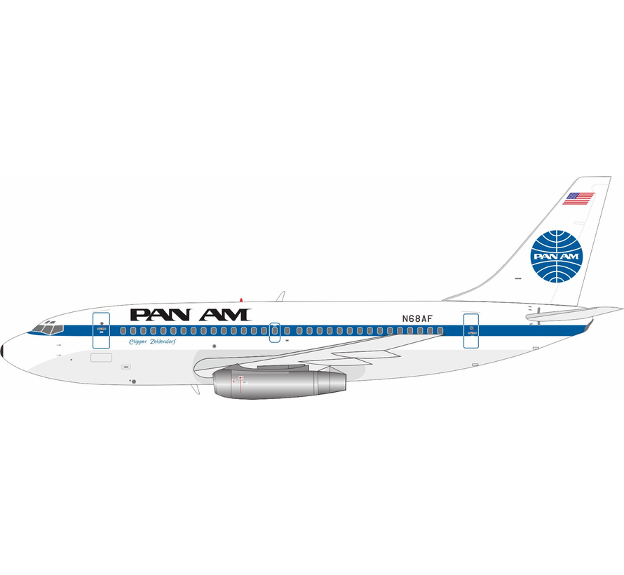 B737-200 Pan Am Pan American World Airways black titles blue cheatline N68AF 1:200 +New Arrival+