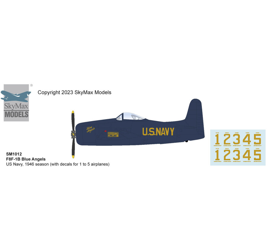 F8F1B Blue Angels US Navy 1946 season 1:72 (with decals for 1 to 5 airplanes)