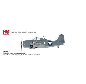 Hobby Master Grumman F4F-4 Battle of Midway WHITE11  Lt. Scott McCuskey VF-3 USS Yorktown 1:48 +NewArrival+