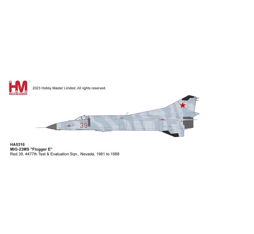 MIG23MS Flogger E 4477th Test & Evaluation Sqn. RED39 Nevada 1981 to 1988 1:72