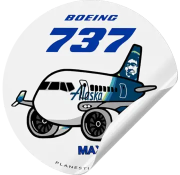 Plane Sticker Sticker Alaska Airlines Boeing 737 MAX Round