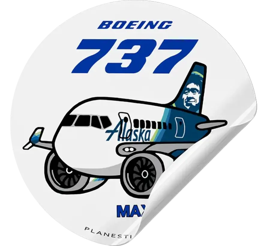 Sticker Alaska Airlines Boeing 737 MAX Round