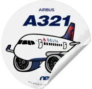 Plane Sticker Sticker Delta Airbus A321 NEO Round