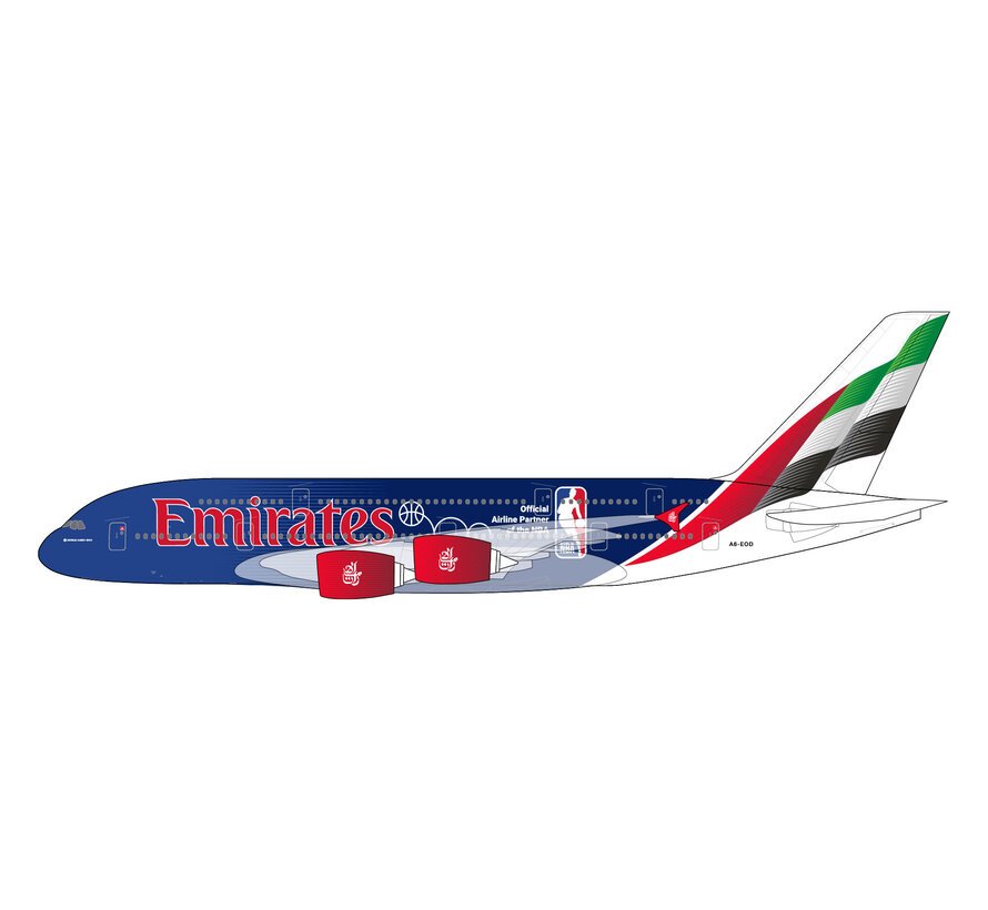 A380-800 Emirates A6-EOD Official Airline Partner of the NBA 1:200 with stand +New Arrival+
