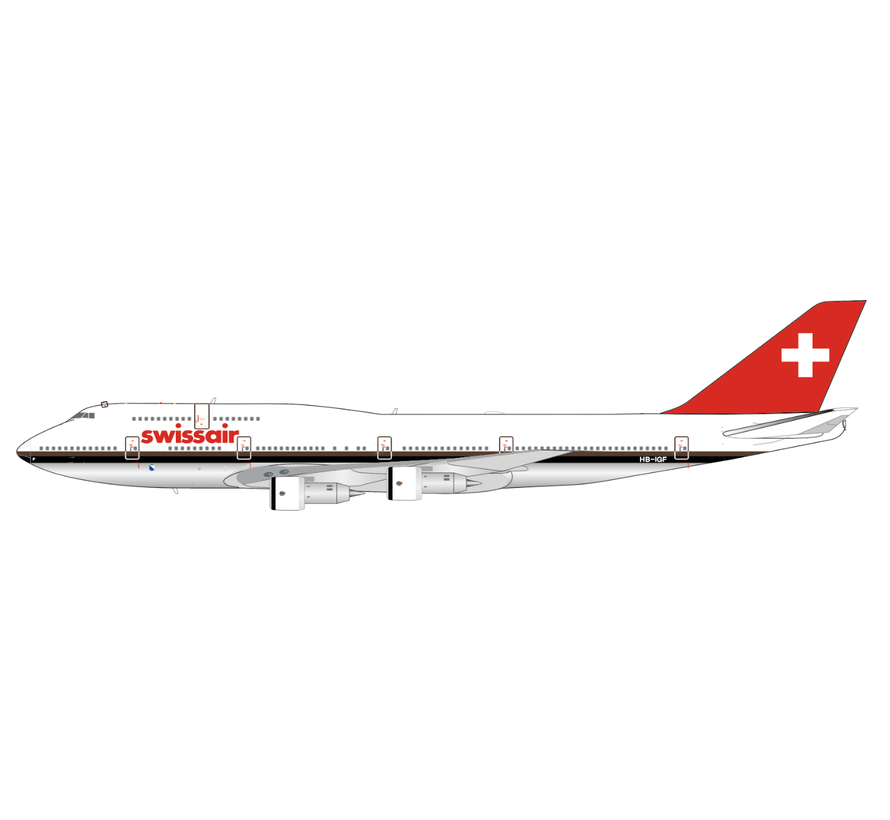 B747-300 Swissair brown cheatline livery HB-IGF 1:200 polished with stand  +Pre-order+