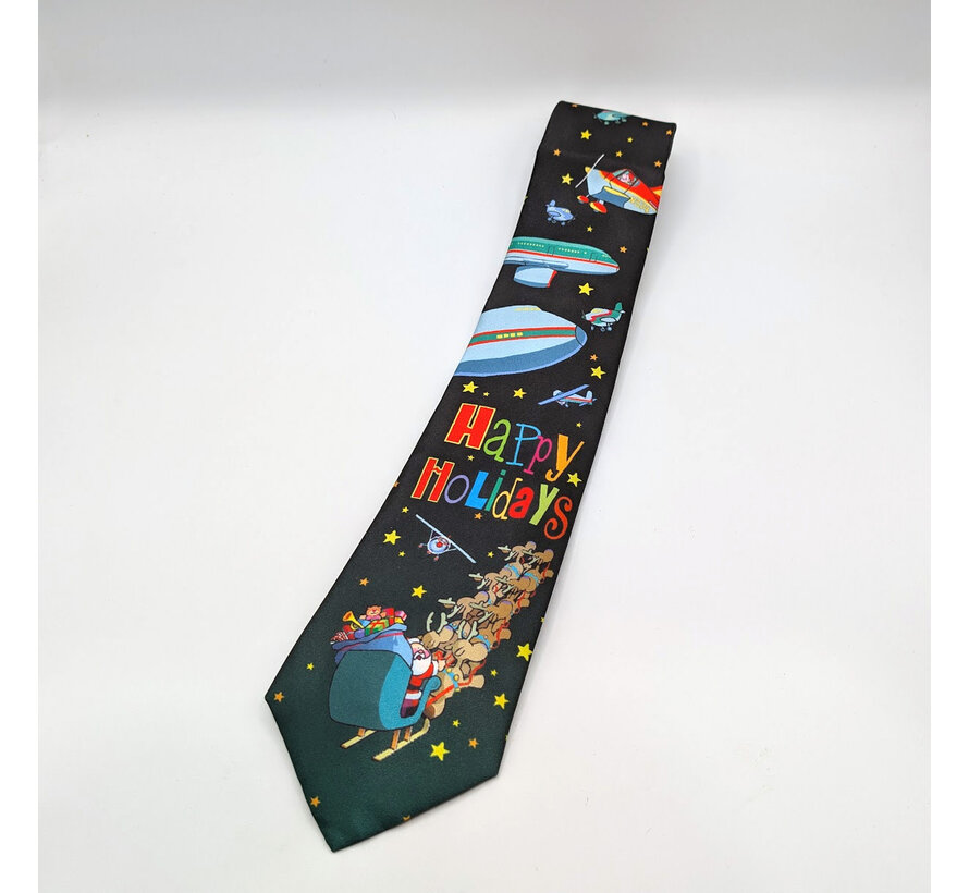 Funny Airplane Christmas Tie - Happy Holidays