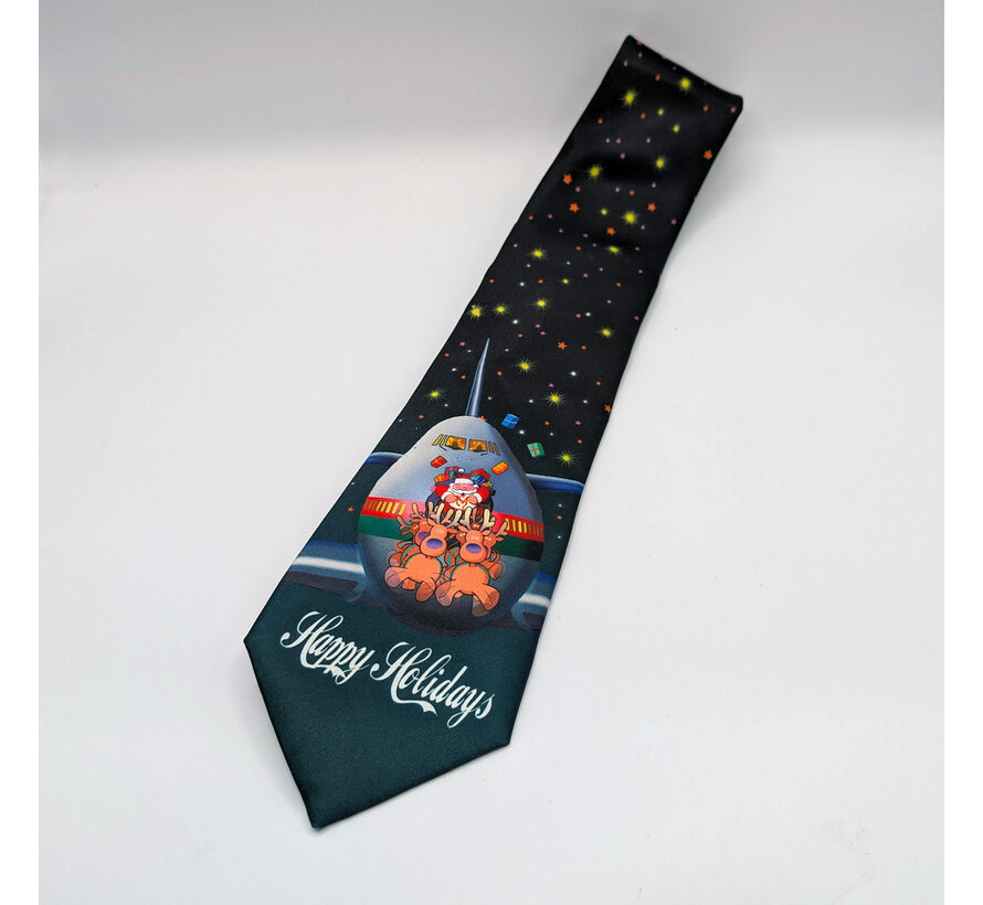 Plane Chase Christmas Tie - Happy Holidays
