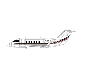 3D Design Deck CL600 Challenger Netjets triple cheatline N234QS 1:400  (3D Printed Resin +New arrival+