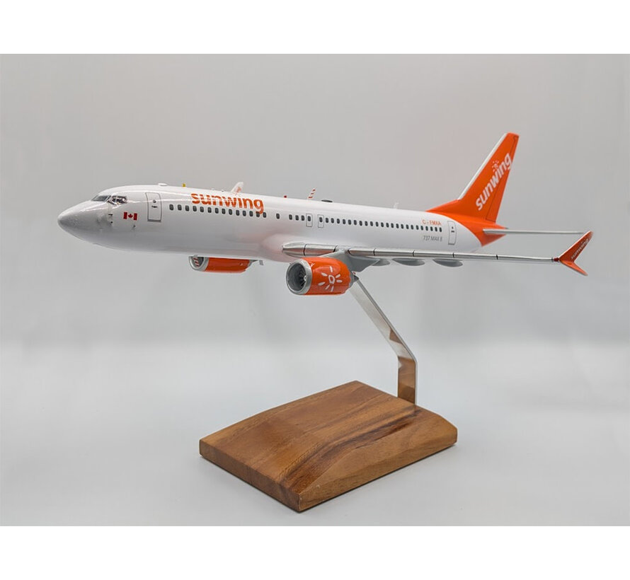 B737-8 Max Sunwing C-FMXA Wood  display model 1:100 Scale