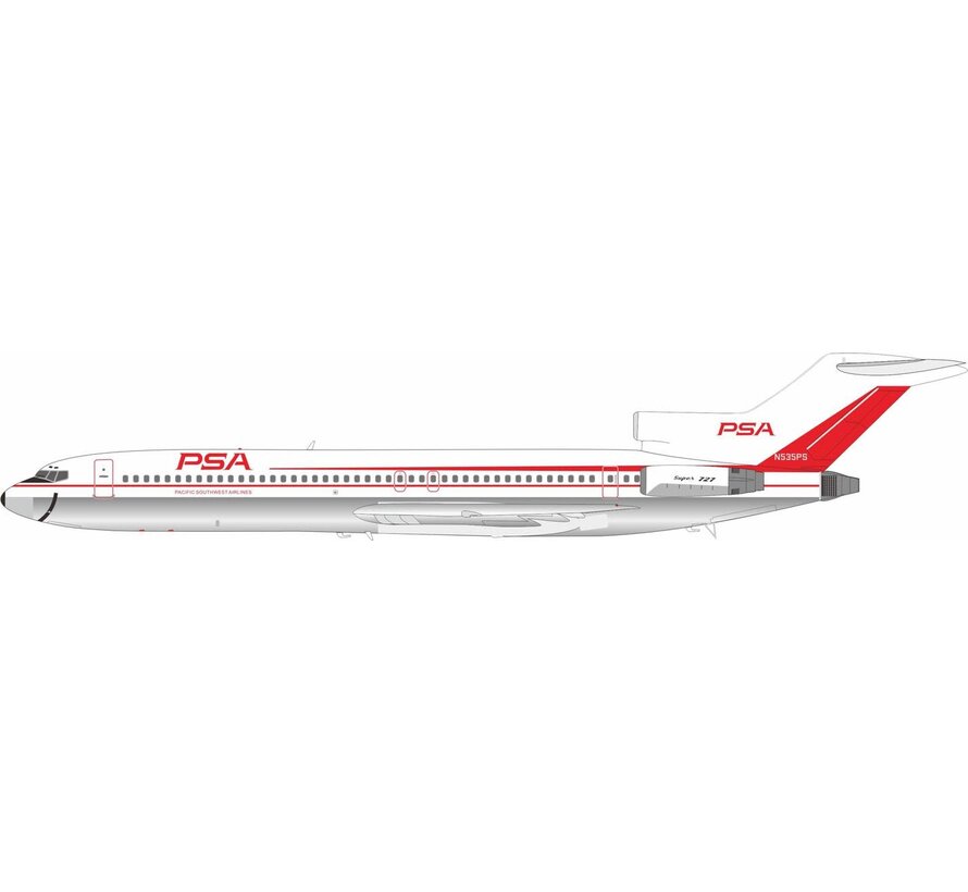 B727-200 PSA Pacific Southwest Airlines early red white livery N535PS 1:200 polished with stand+PRE-ORDER+