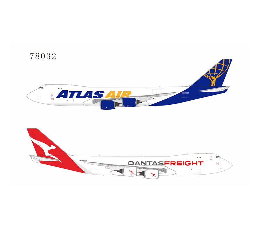 B747-8F Atlas Air Qantas Freight fantasy hybrid colors N856GT 1:400 (Atlas on Port, QANTAS on Stbd) +pre-order+