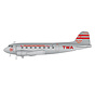 DC-3 TWA Transcontinental & Western Air 384 NC1943 1:200 polished with stand