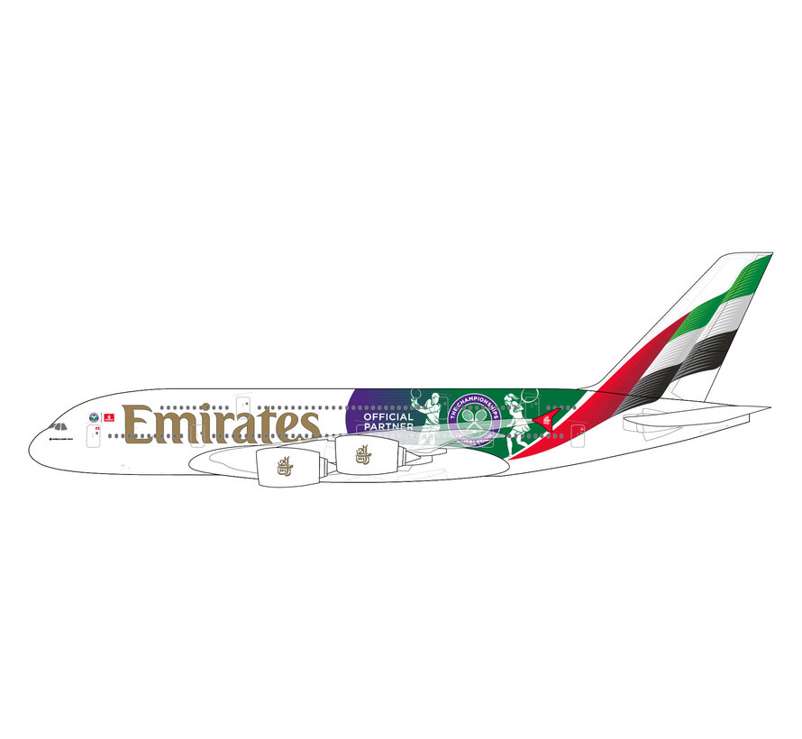 A380-800 Emirates Wimbledon Official Partner A6-EOE 1:200 with stand (22nd)
