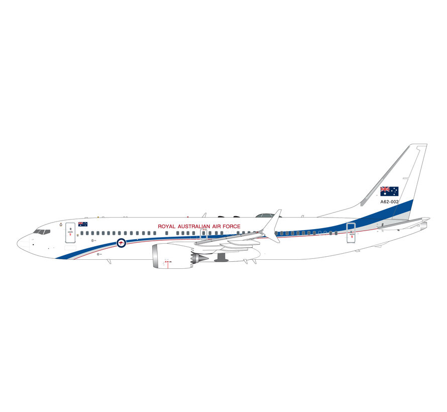 B737-8 MAX BBJ RAAF Royal Australian Air Force A62-002 1:200 with stand