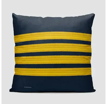 Airportag Throw Pillow 4 stripes pilot Gold on Navy