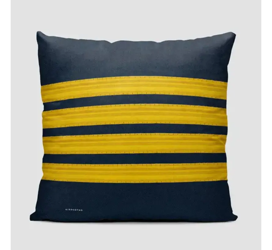 Throw Pillow 4 stripes pilot Gold on Navy