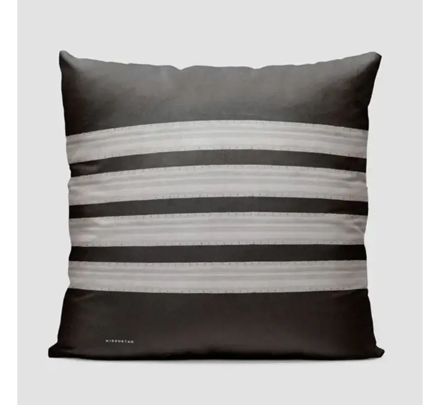Throw Pillow 4 stripes pilot Silver on Black