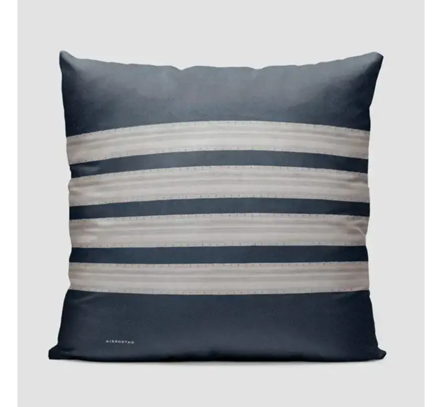 Throw Pillow 4 stripes pilot Silver on Navy