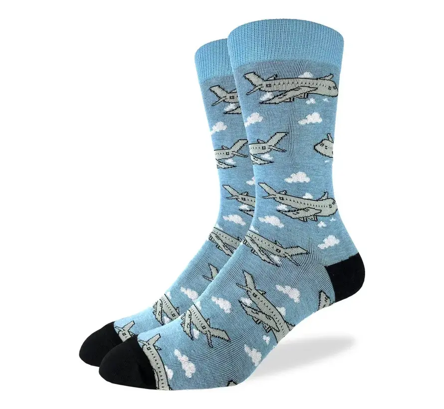 Men's Jumbo Jet Airplanes Socks (Size 7-12)