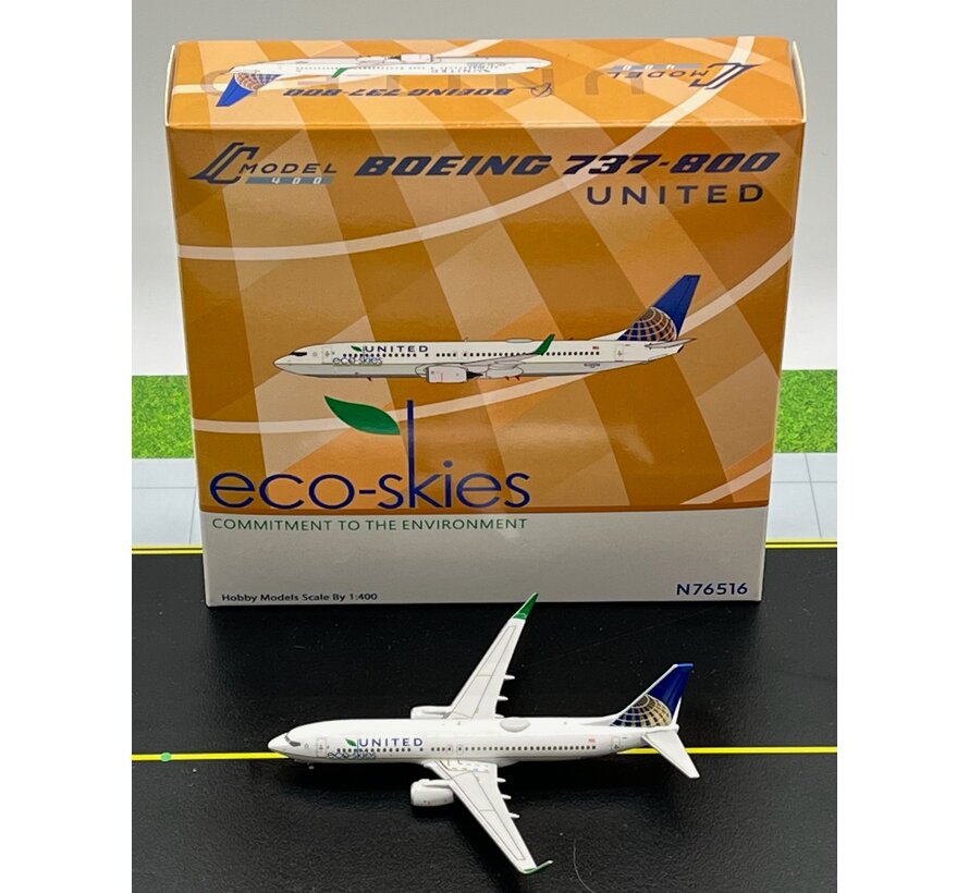 B737-800W United Airlines 2010 livery eco skies livery N76516 1:400 +New Arrival