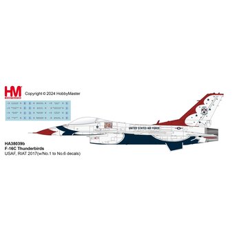 Hobby Master F-16C Thunderbirds USAF RIAT 2017 (No.1 to No.6 decals) 1:72 +New Arrival+
