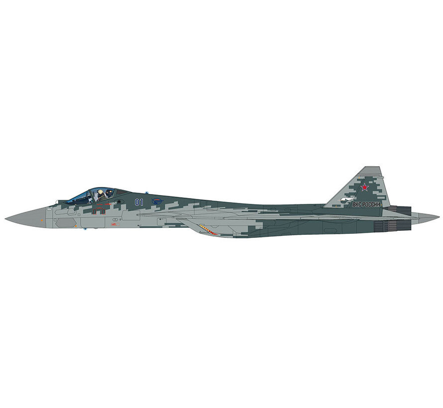 Su57 Stealth Fighter BLUE01 Russian Air Force 2019 1:72 (with 2 x R-77 and 2 x R-37 missiles on the wings)