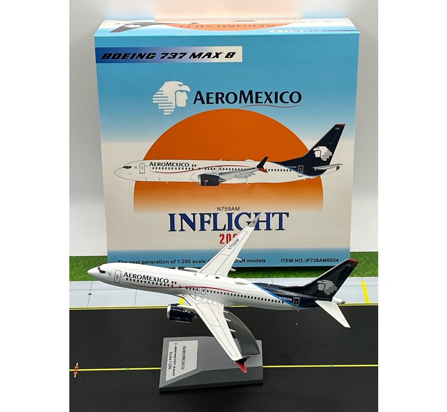 B737-8 MAX AeroMexico N759AM 1:200 with stand  +new Arrival+
