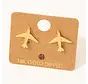 Airplane Stud Earrings 18k Gold Dipped