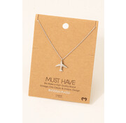 Airplane Pendant Necklace Rhodium plated