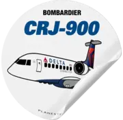 Plane Sticker Sticker Delta CRJ900 Delta Round