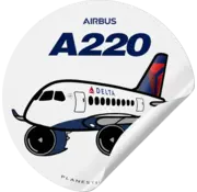 Plane Sticker Sticker Delta Airbus A220 Delta Round
