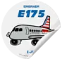 Sticker American Airlines Embraer E175 Round