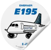 Plane Sticker Sticker Porter Embraer 195 Round
