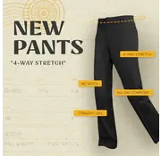 JetSeam Men's Gen2 Uniform Pants Black - Unhemmed