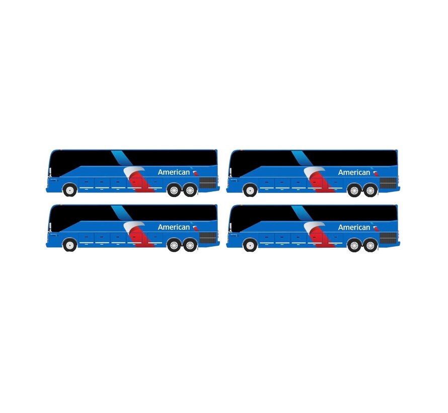 Airport Bus Set American Airlines Prevost Bus 4-Pack 1:400  +New Arrival+