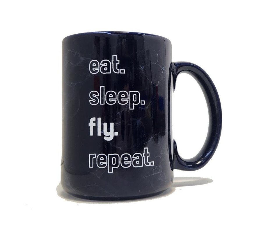 Mug  Eat, Sleep, Fly, Repeat Navy 15oz