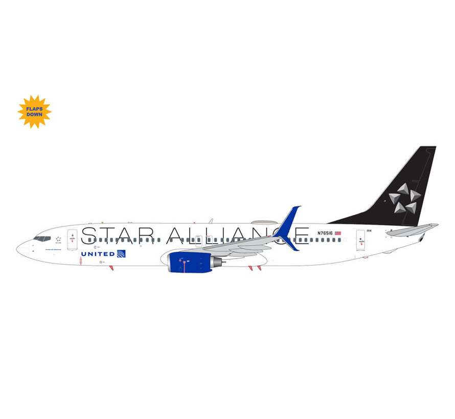 B737-800S United Airlines Star Alliance livery N76516 1:200 scimitars flaps down +New Arrival+